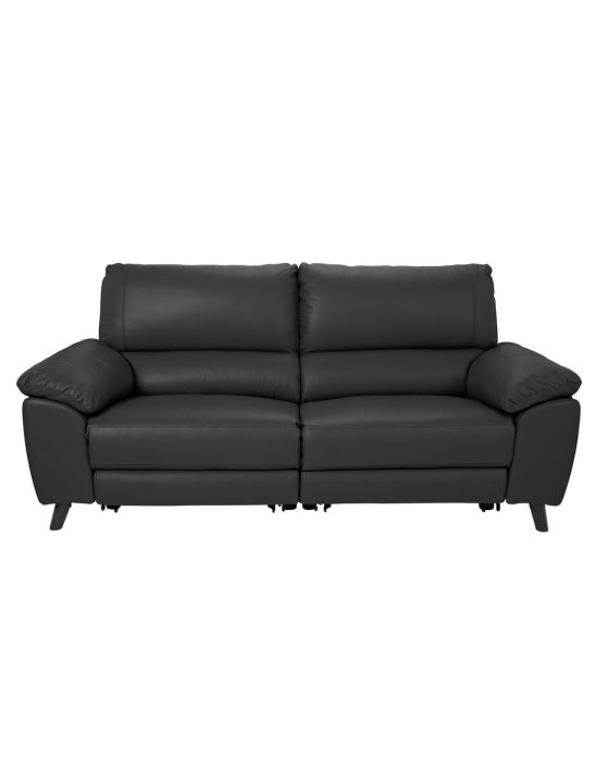 Elliot 3 Seater Leather Mix Recliner Sofa - Black