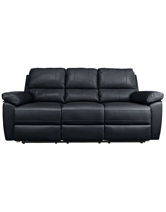 Toby 3 Seater Faux Leather Recliner Sofa - Black