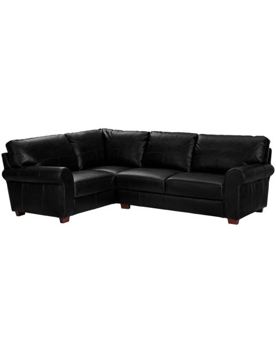 Salisbury Left Corner Leather Sofa - Black