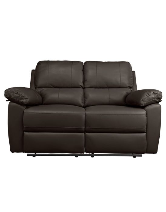 Toby 2 Seat Faux Leather Recliner Sofa -Chocolate