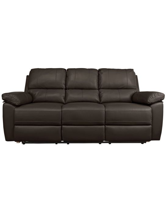Toby 3 Seat Faux Leather Recliner Sofa -Chocolate