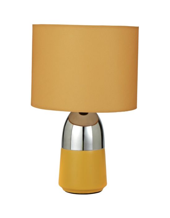 Duno Mustard & Chrome Touch Table Lamp
