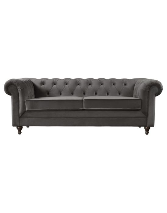 Chesterfield 3 Seater Velvet Sofa - Charcoal