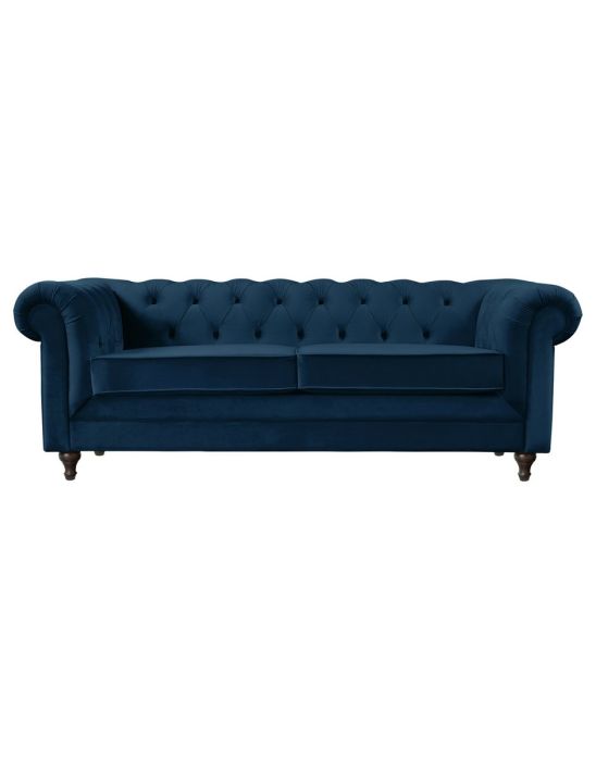 Chesterfield 3 Seater Velvet Sofa - Blue