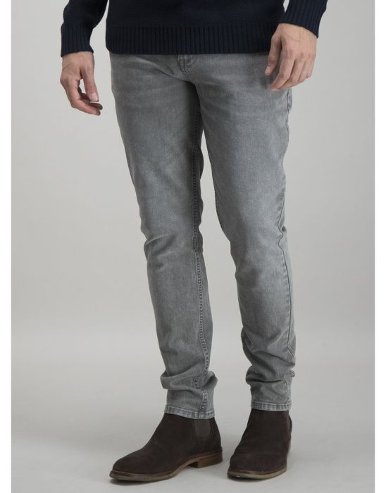 Light Grey Textured Wash Skinny Denim Jeans With Stretch