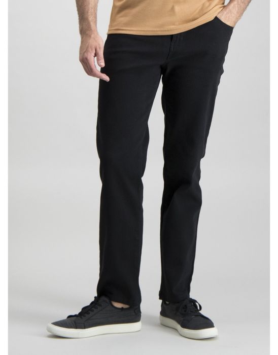 Black Twill Straight Leg Jeans With Stretch