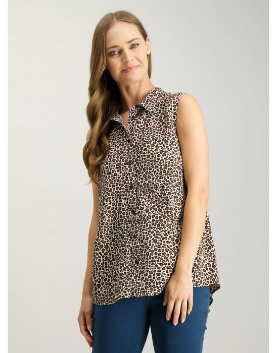 Multicoloured Leopard Print Sleeveless Shirt
