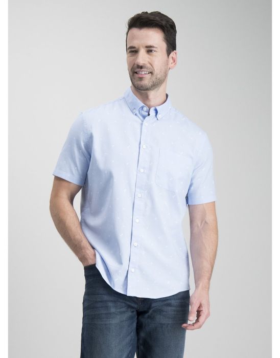 Blue Oxford Tropical Print Regular Fit Shirt