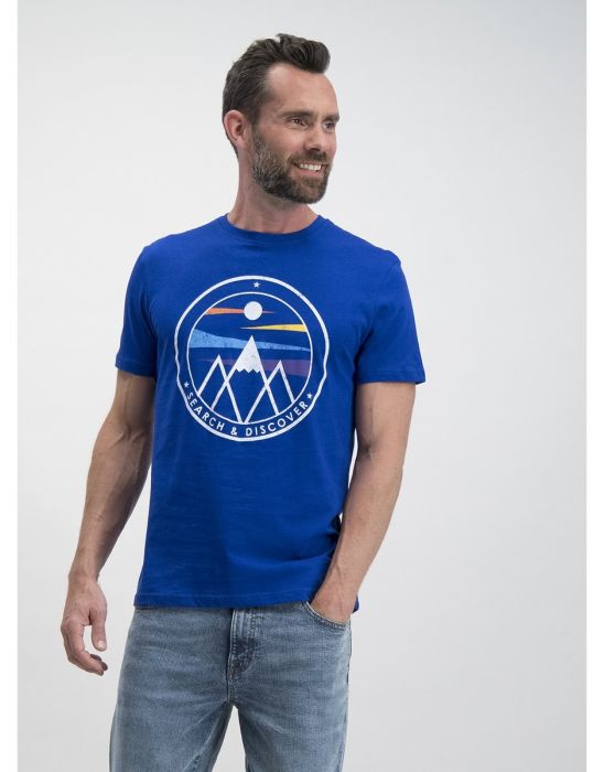 Cobalt Blue Mountain Graphic T-Shirt