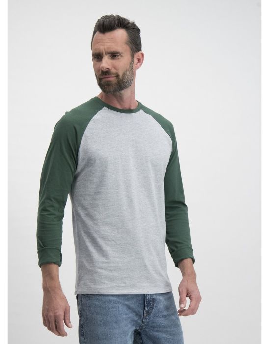 Grey & Green Long Sleeve Raglan T-Shirt