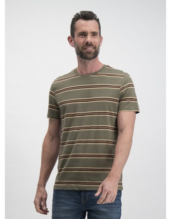 Khaki Stripe Regular Fit T-Shirt