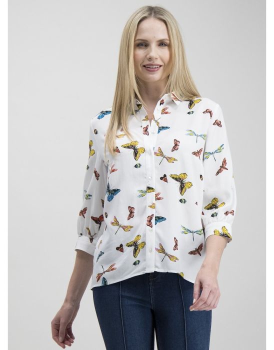 Multicoloured Butterfly Print Oversized Shirt