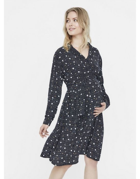 Black Dotted Maternity Dress