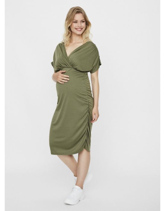 Khaki Jersey Maternity Dress