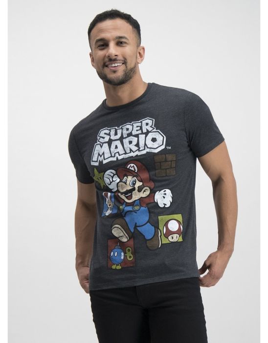Super Mario Charcoal Grey T-Shirt